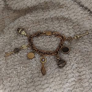 Chico's Bronze Charm Link Bracelet Magnetic closer